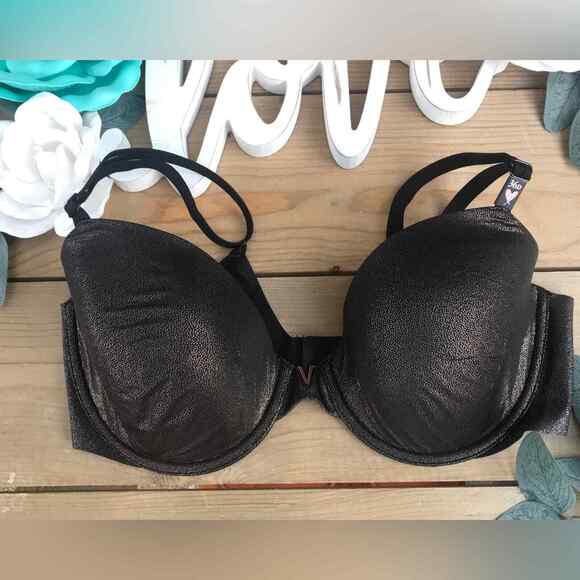 Victoria's Secret Lined Demi Bra Black w/ Gold Sparkles size 36D NEW - Picture 1 of 6